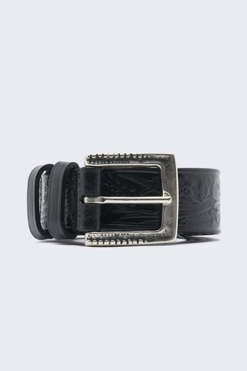 Embossed Leather Belt (Black)