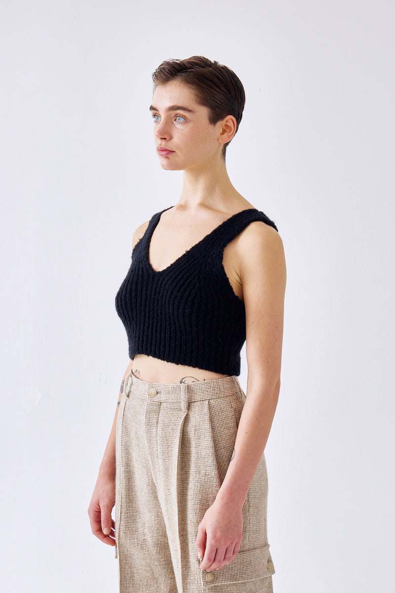 Wool Baby Camel Brushed Yarn Knit Camisole