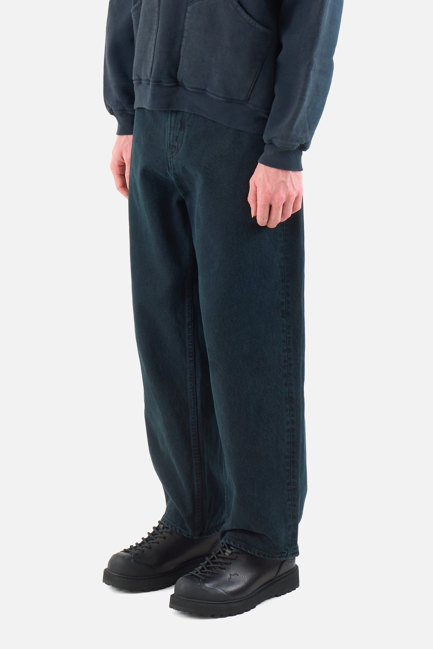 Black Washed Wide Denim Pants