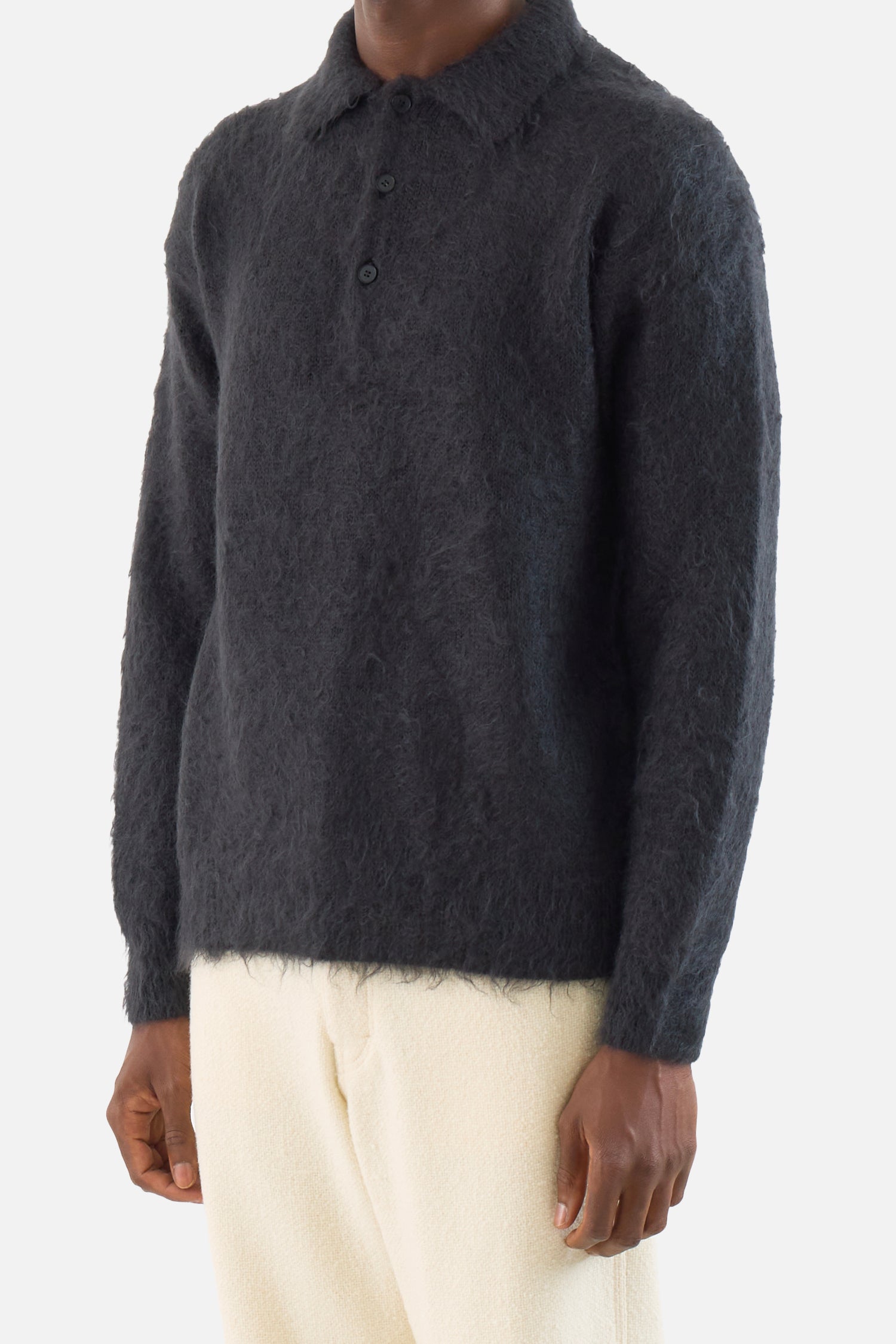 Brushed Super Kid Mohair Knit Polo
