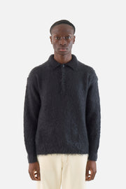 Brushed Super Kid Mohair Knit Polo
