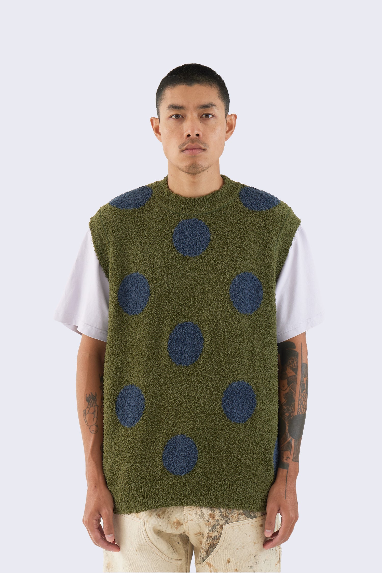 Teddy Fur Dot Knit Sweater Vest