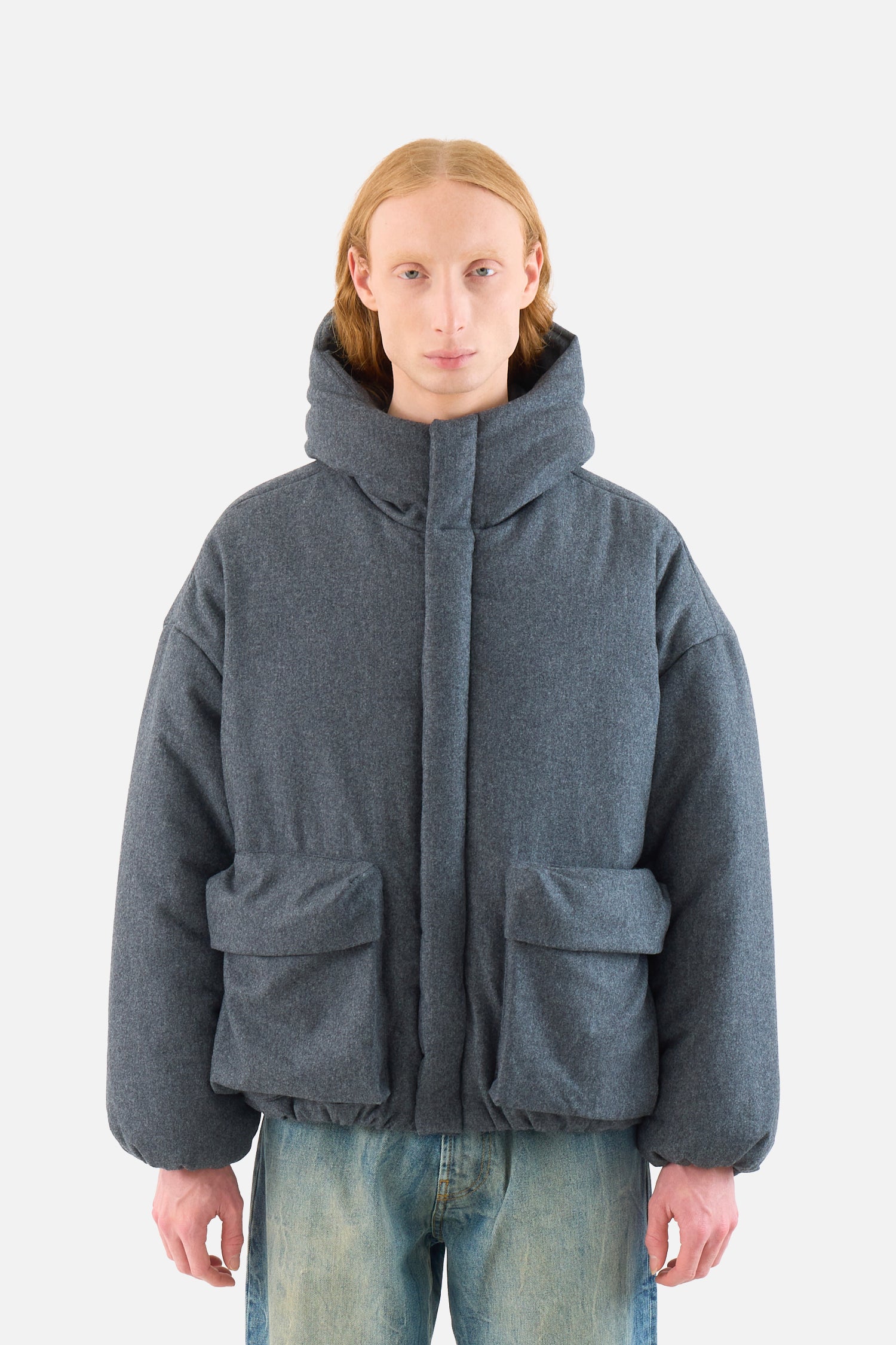 Dark Flannel Down Jacket