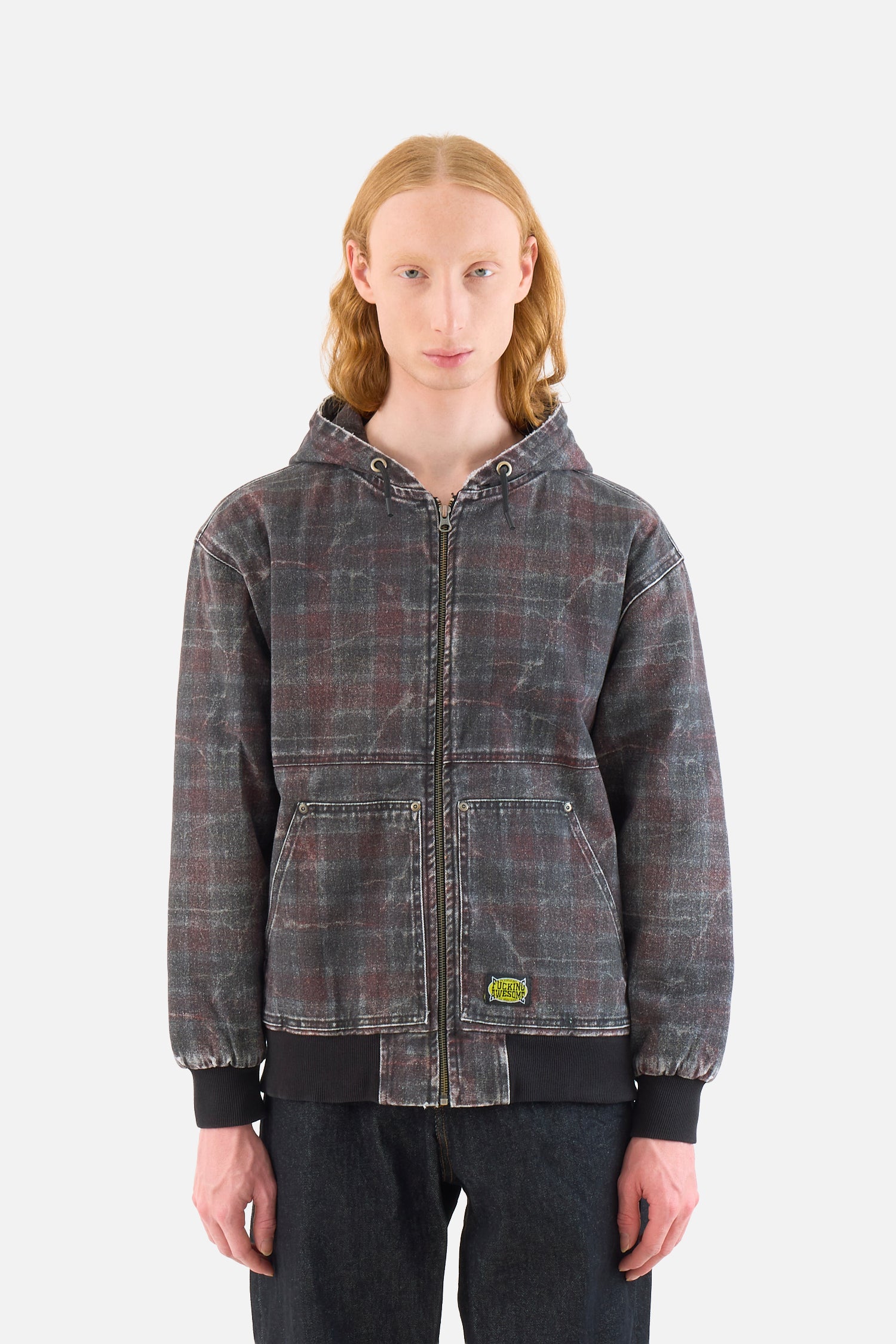 Distressed Plaid KO Work Jacket