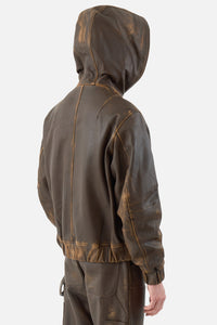 Leather Hooded Jacket