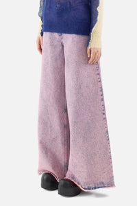 Pink Denim Wide Leg Pants