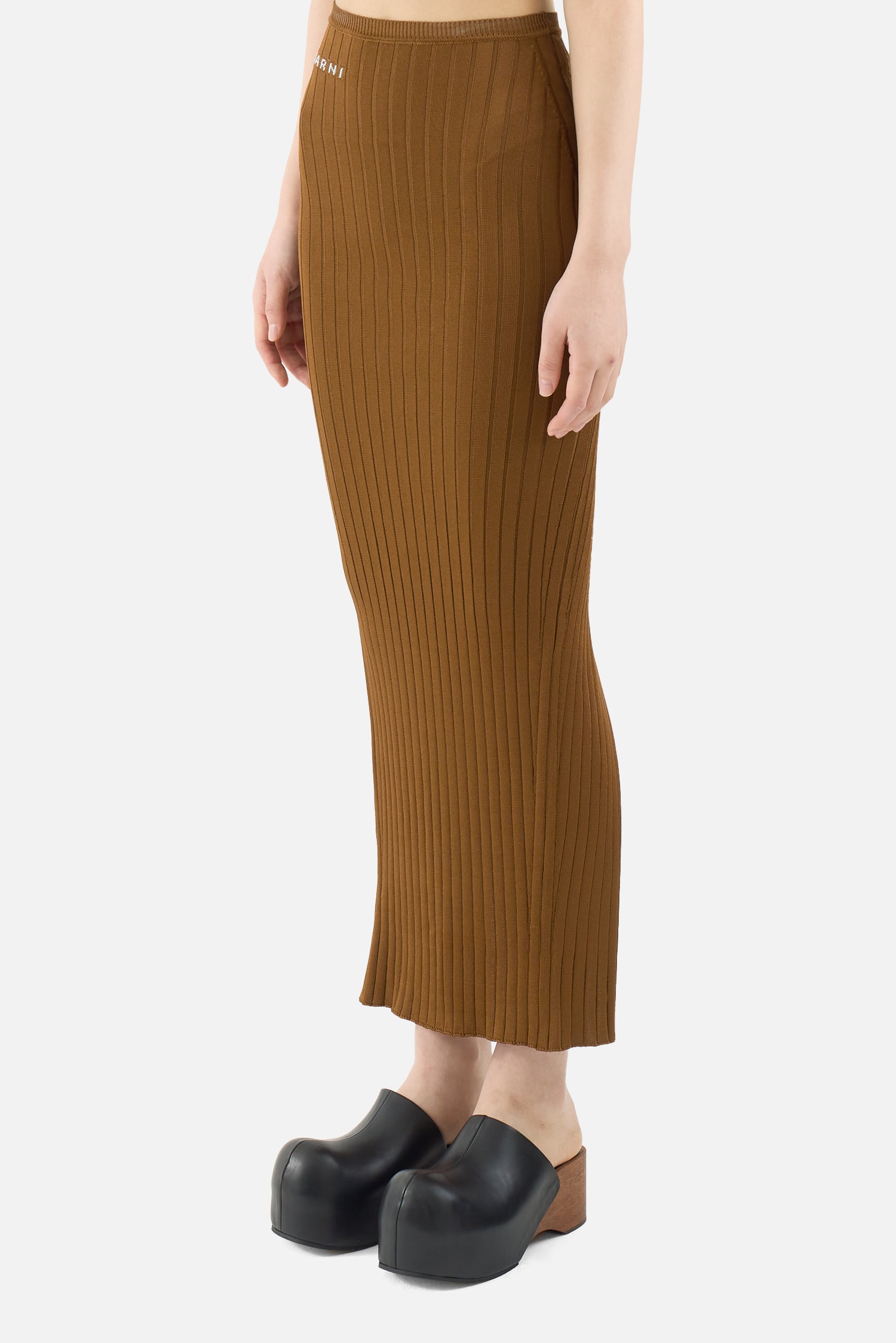 Logo Ribbed Stretch Skirt