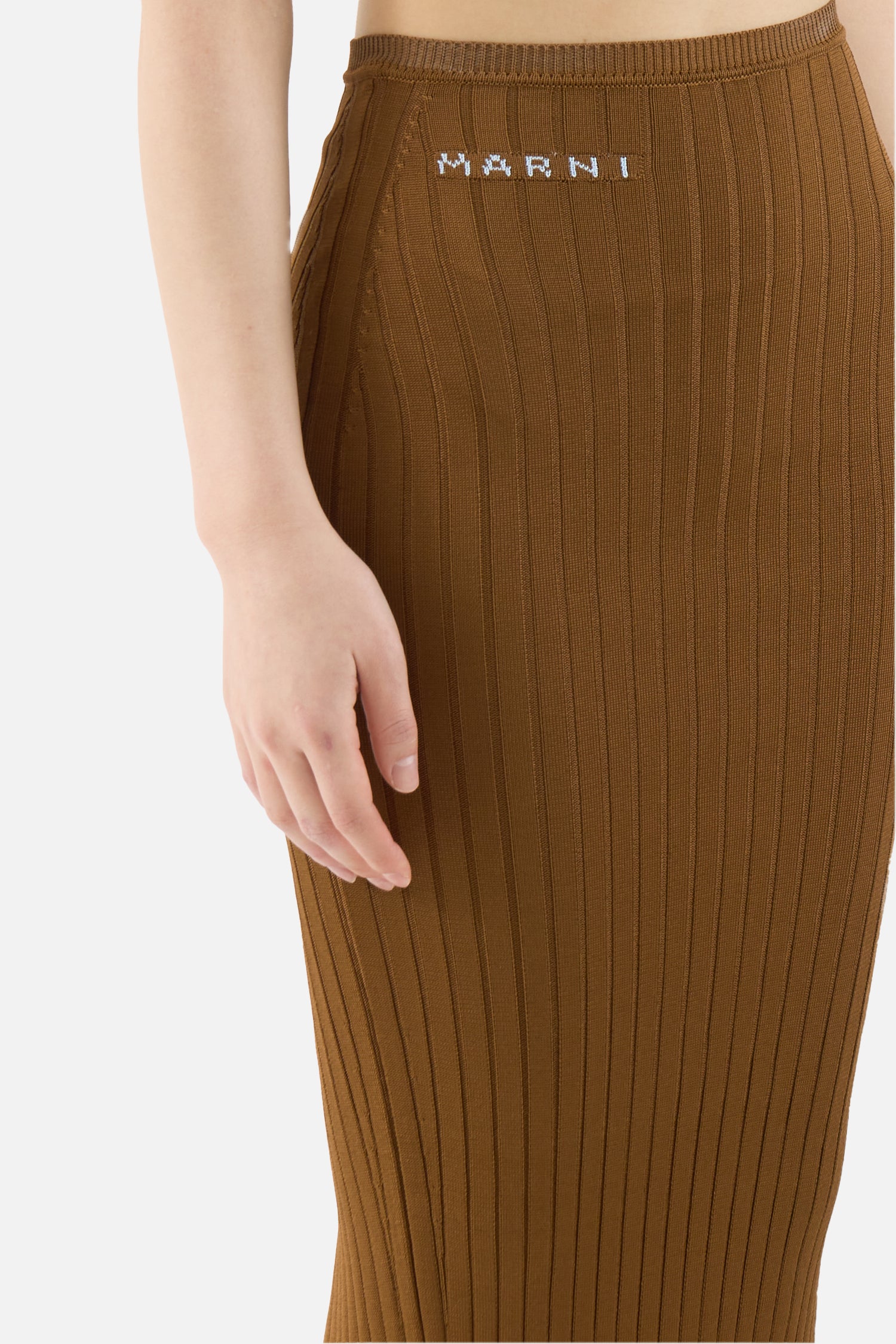 Logo Ribbed Stretch Skirt