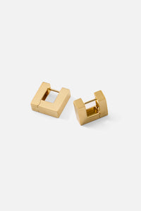 Square Hoops Satin Small Gold
