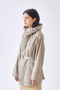 Washed Finx Silk Chambray Hooded Jacket