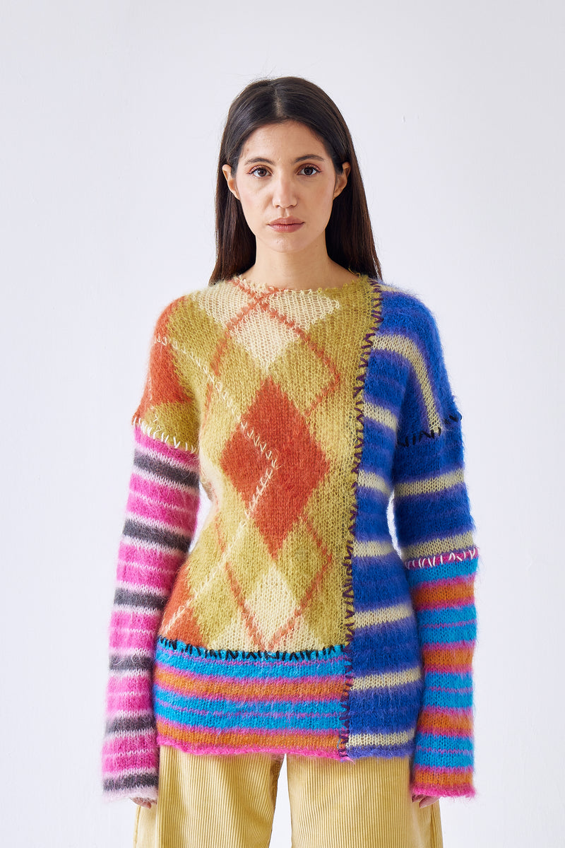 Mohair Patchwork Sweater