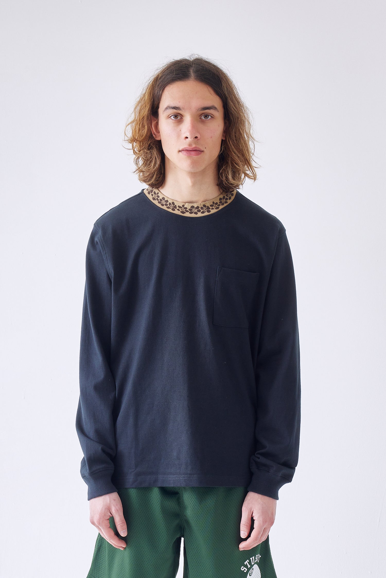 Flower Mock Neck Ls Crew