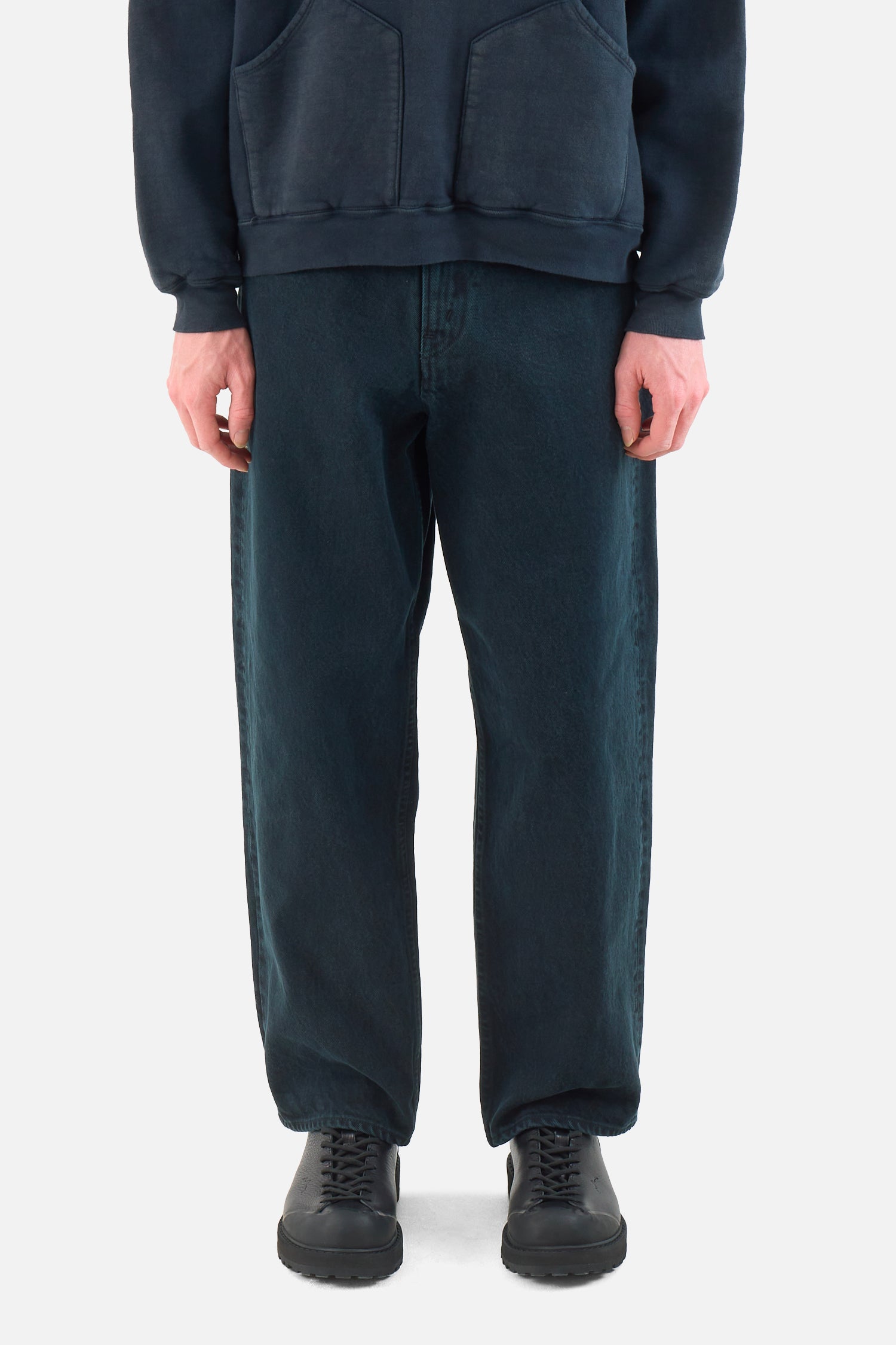 Black Washed Wide Denim Pants