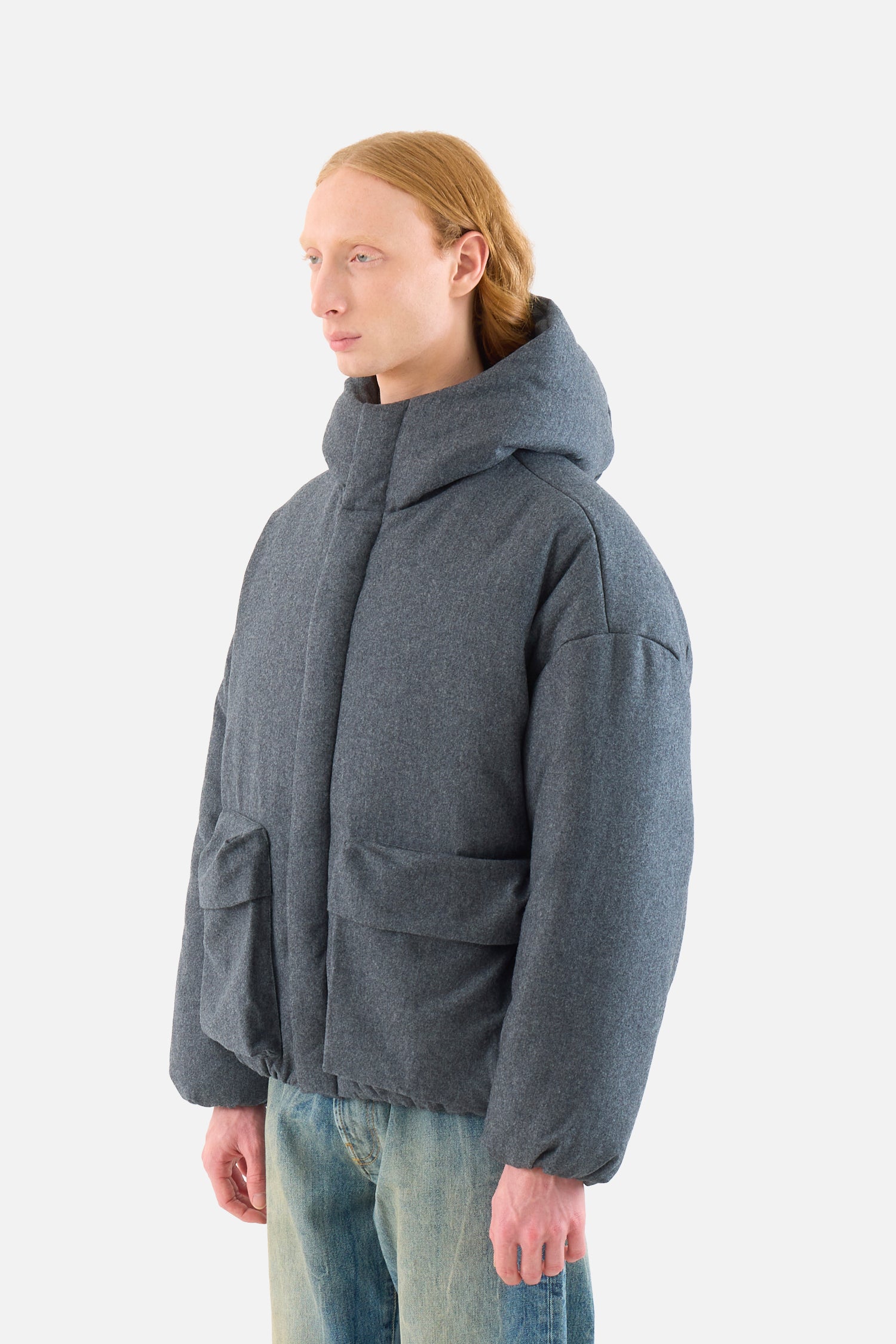 Dark Flannel Down Jacket