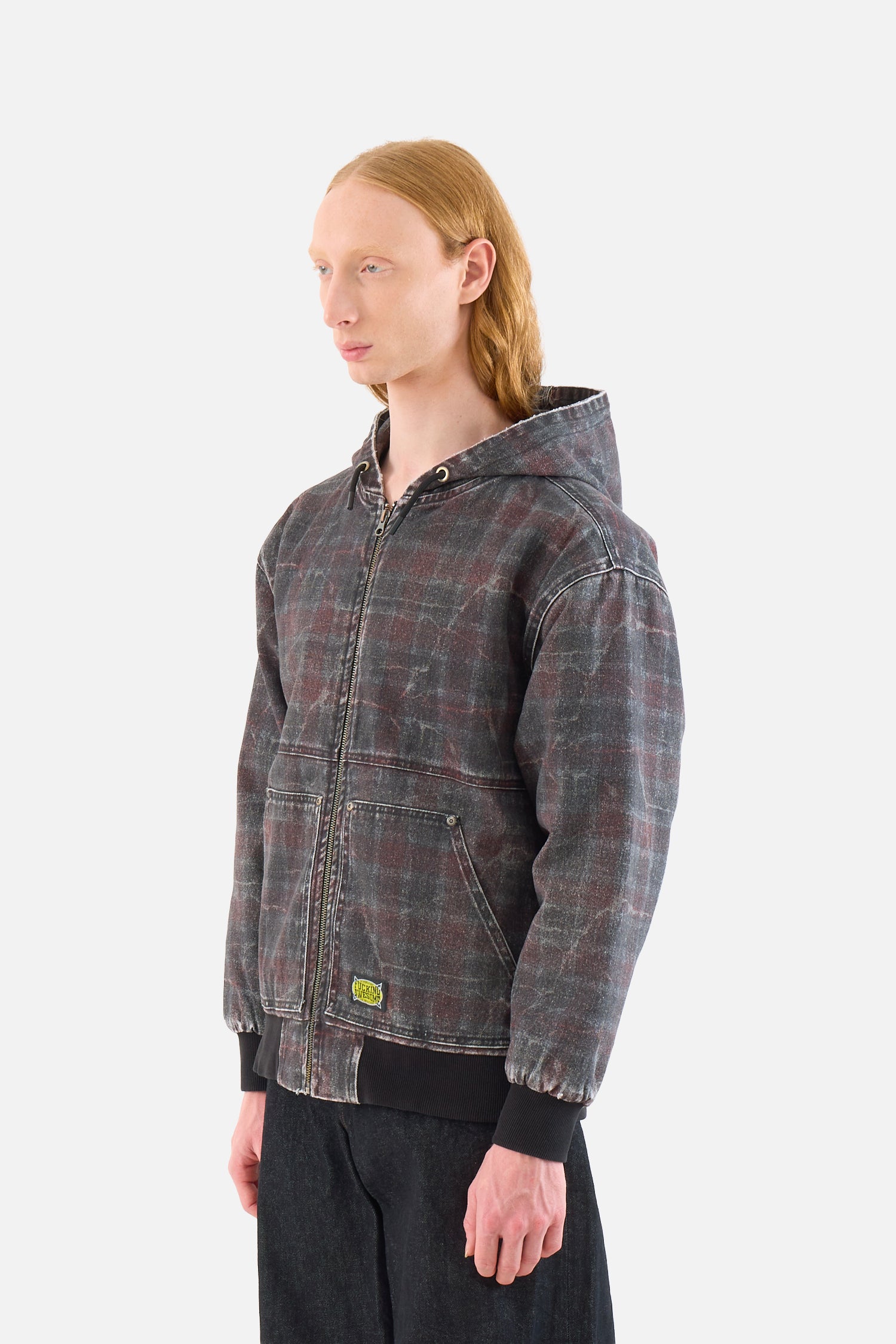 Distressed Plaid KO Work Jacket