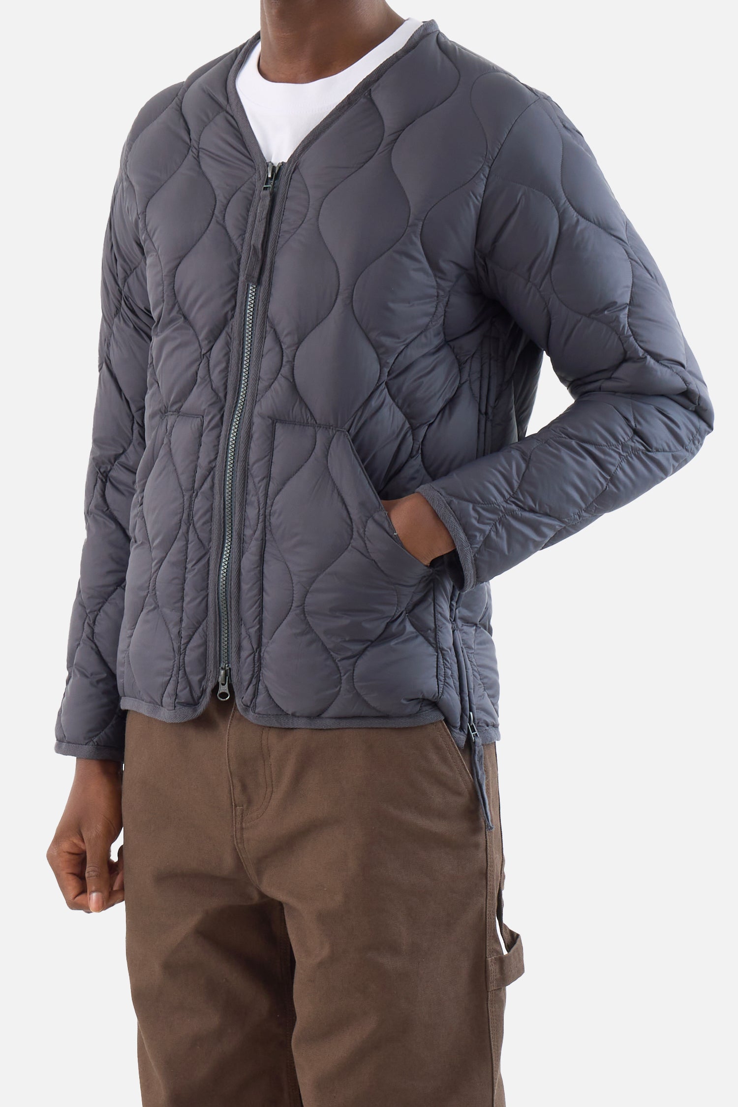 Military V Neck W-Zip Down Jacket