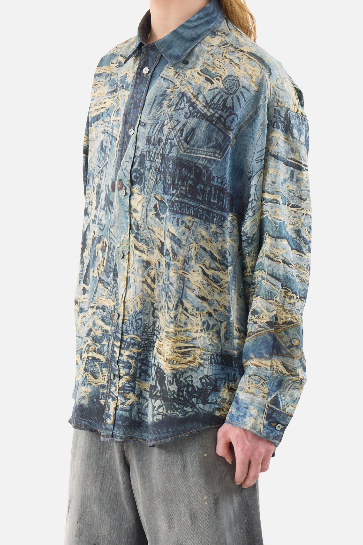 프린트 버튼 다운 셔츠