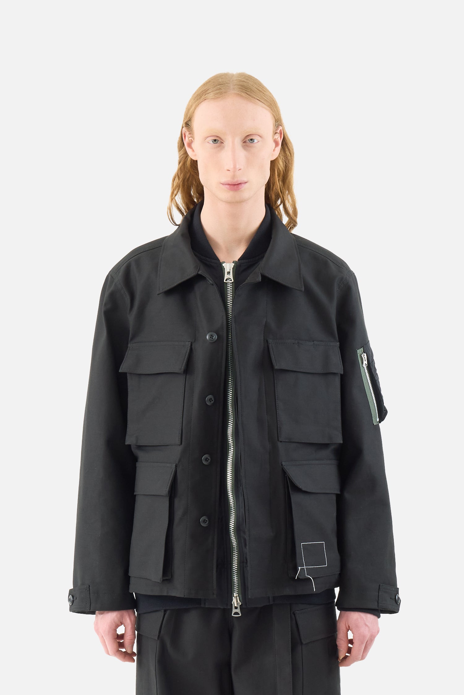 x WTAPS 코튼 백 새틴 재킷