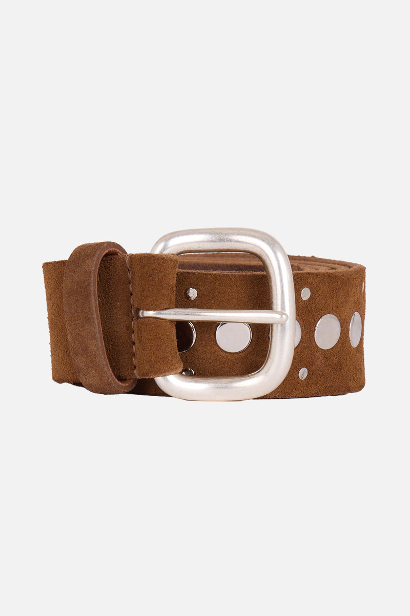 Studded Washed Suede Belt