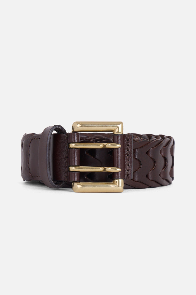 Woven Interlocking Pattern Casual Leather Belt