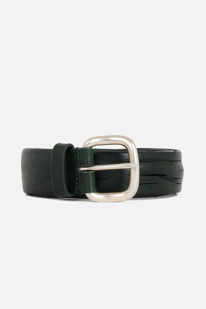 Distressed Buckle Belt (Green)