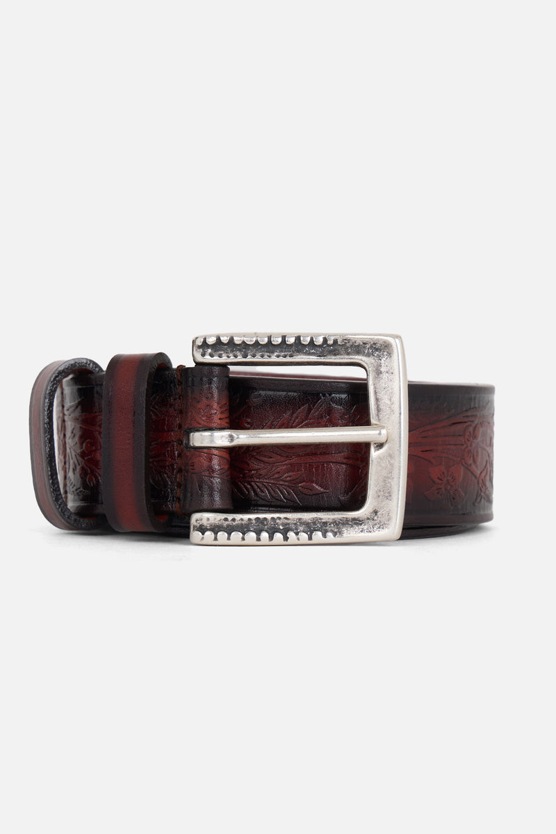 Embossed Leather Belt (Brown)