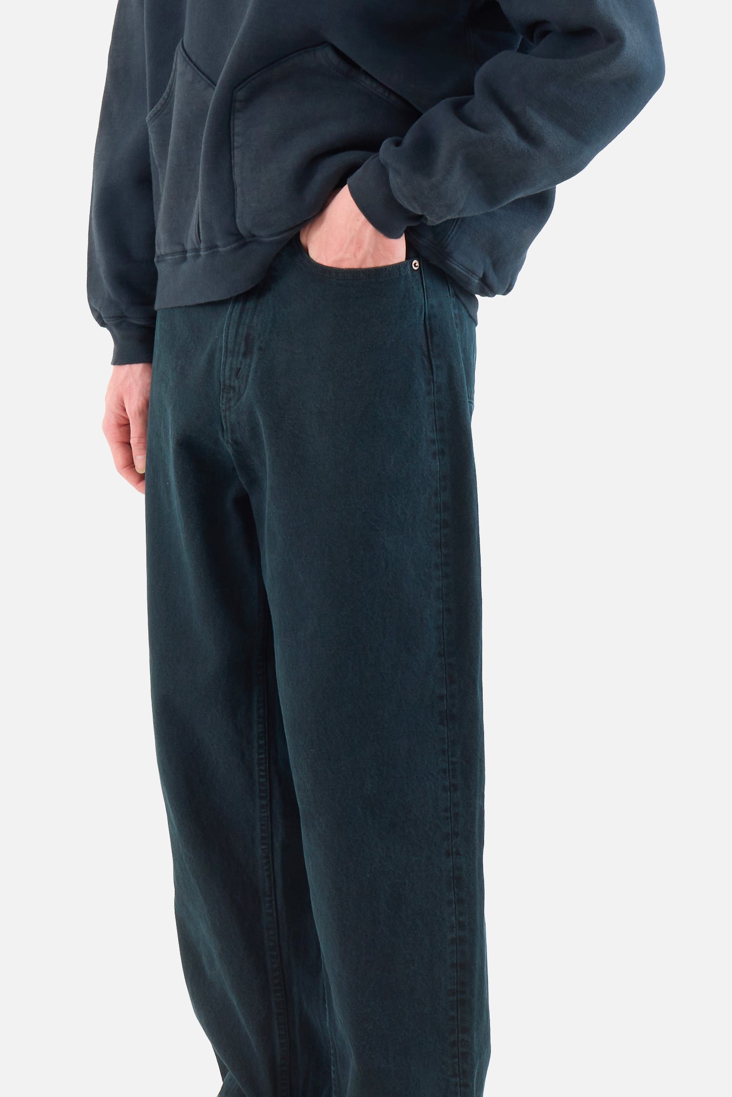 Black Washed Wide Denim Pants