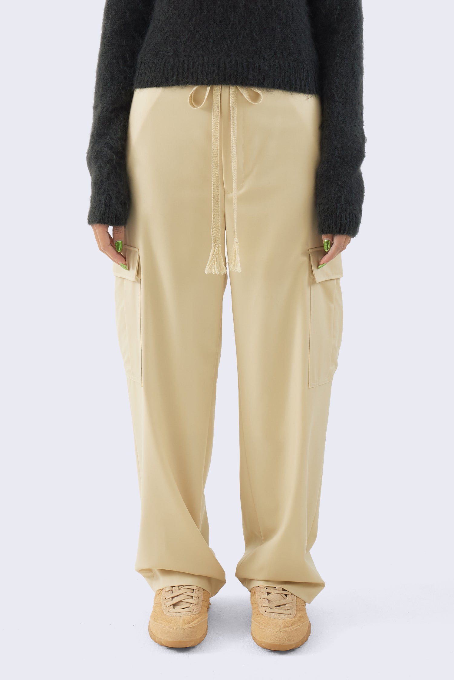 Westbourne Wool-Twill Pants - Ivory, Charcoal and Blue Pow