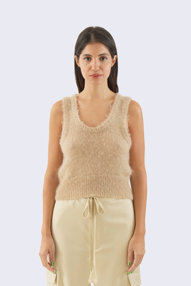 Brushed Super Kid Mohair Knit Tank