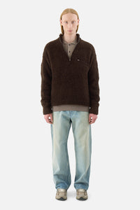 Merino Wool Boa Knit Half Zip P/O