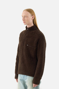 Merino Wool Boa Knit Half Zip P/O