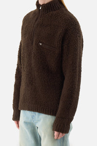 Merino Wool Boa Knit Half Zip P/O