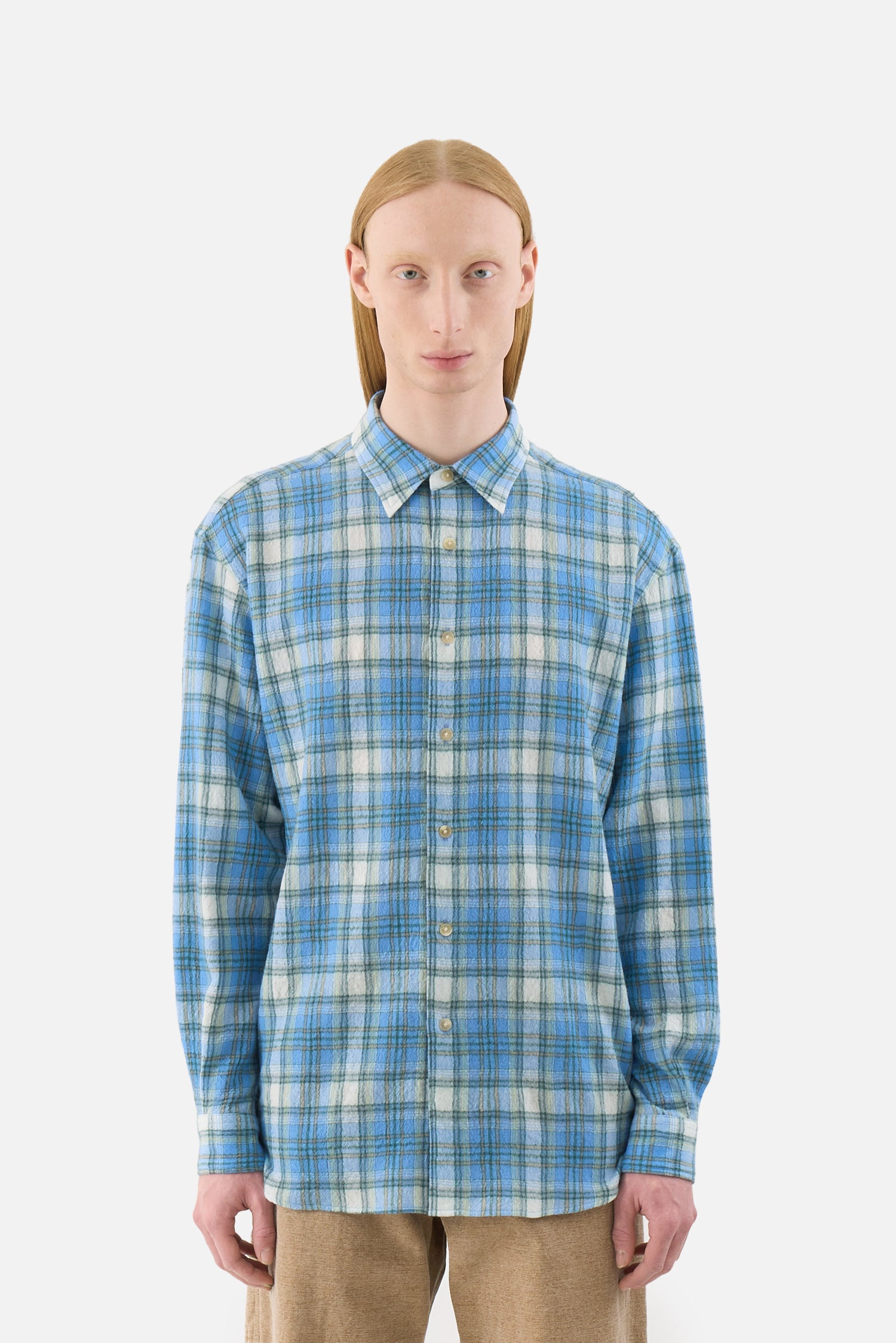 Airy Wool Check Shirt