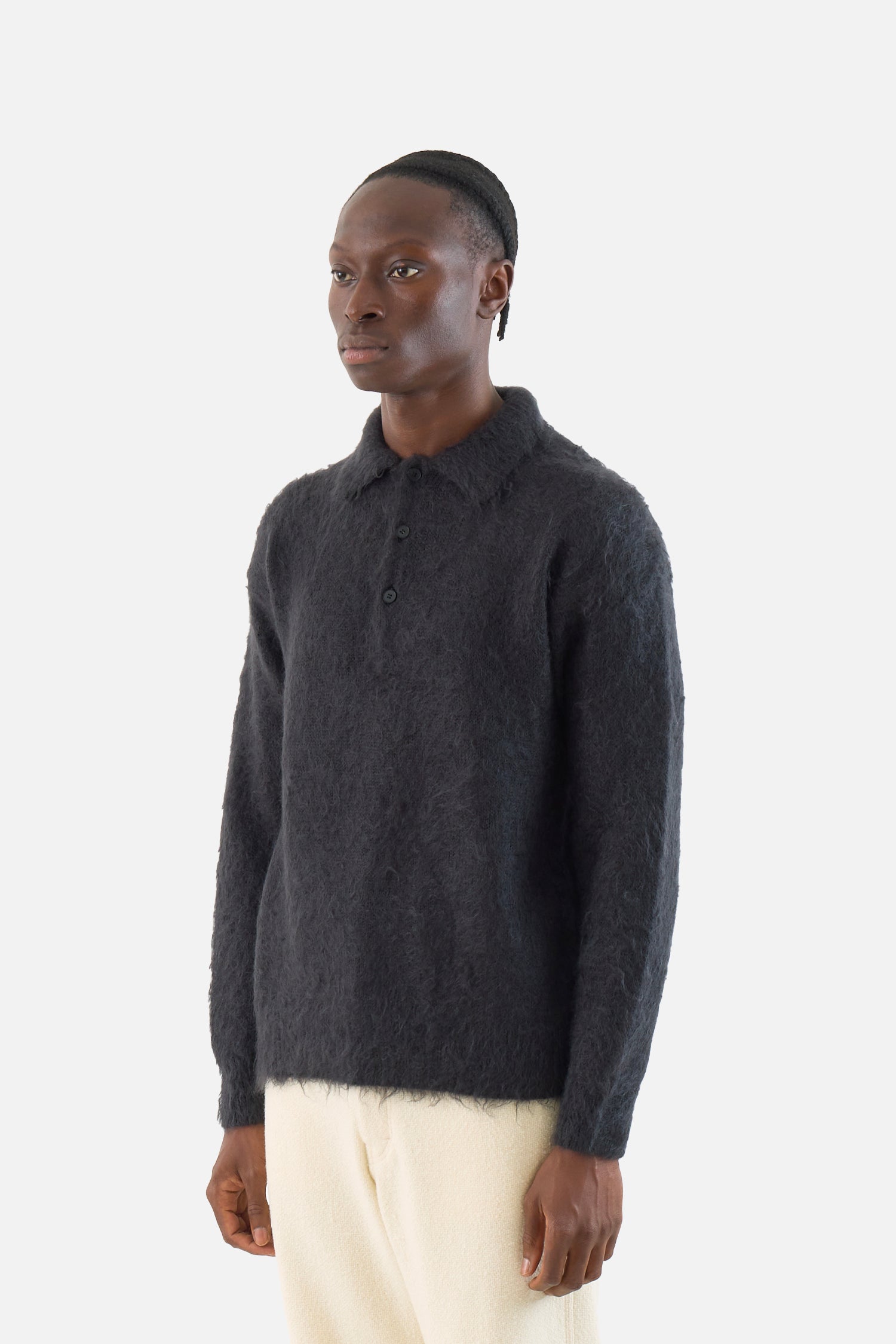 Brushed Super Kid Mohair Knit Polo