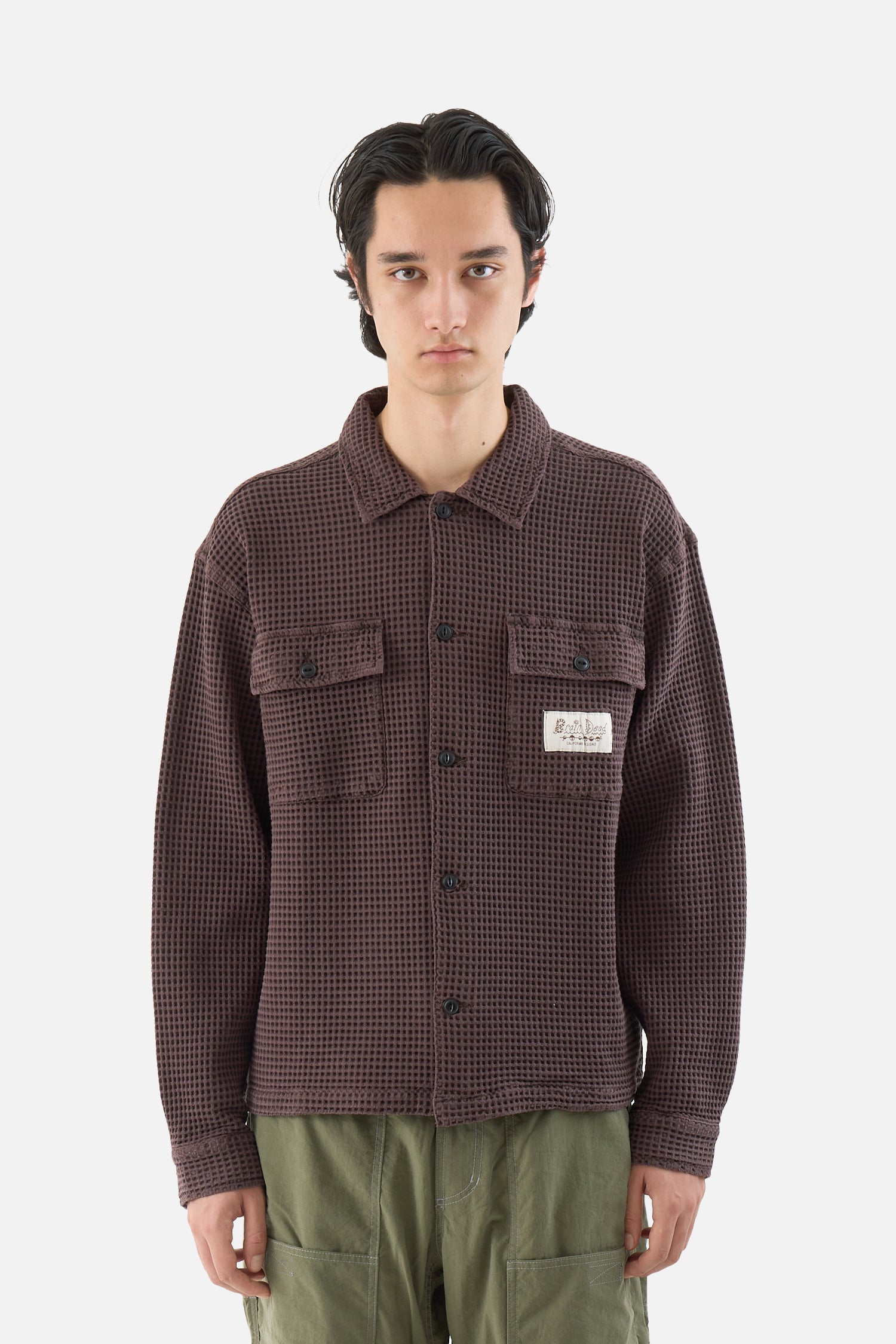 Waffle Button Front Shirt