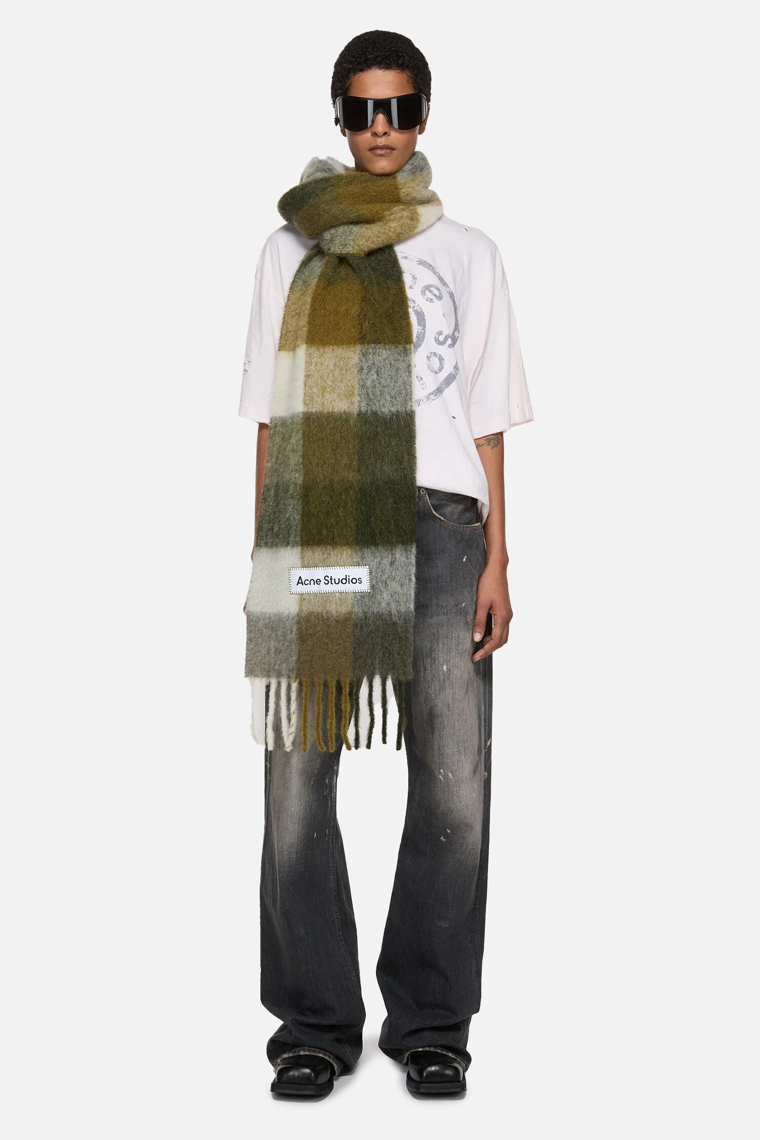 Écharpe À Carreaux En Mohair