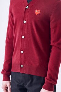 Mens Cardigan Red Emblem Knit
