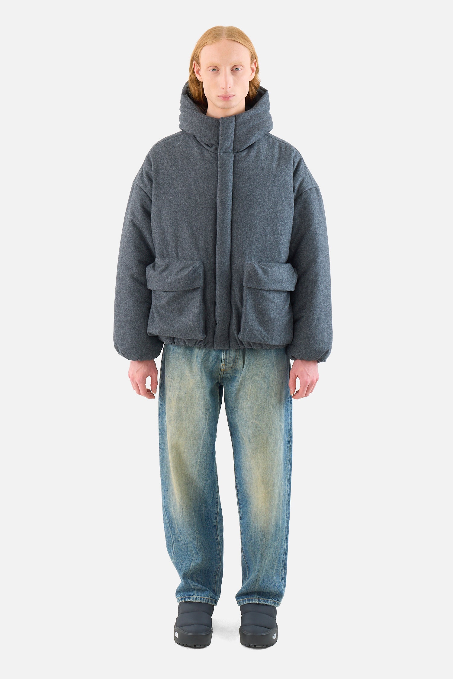 Dark Flannel Down Jacket