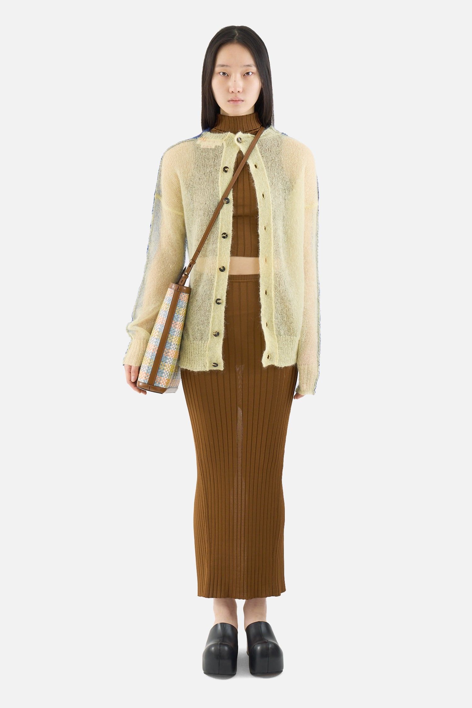 Logo Ribbed Stretch Skirt