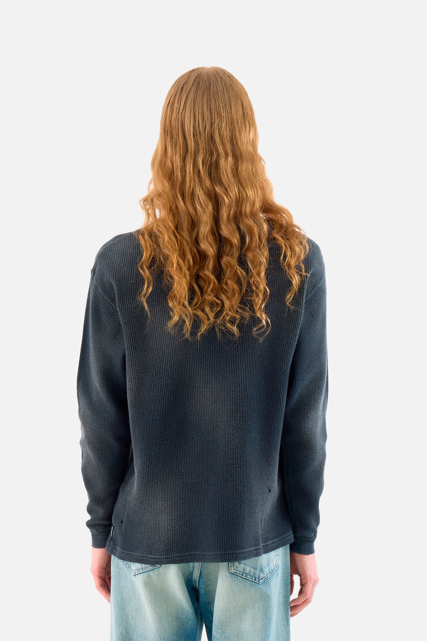 x One Of These Days Waffle Fabric Crewneck LS