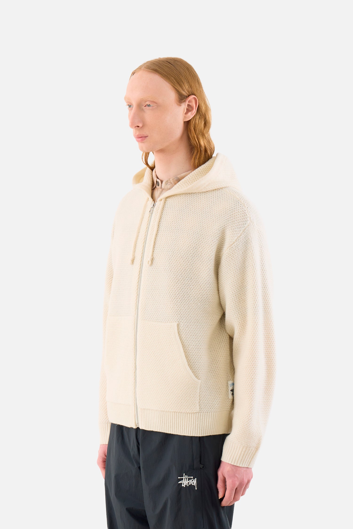 Textured Zip Hooded Sweater