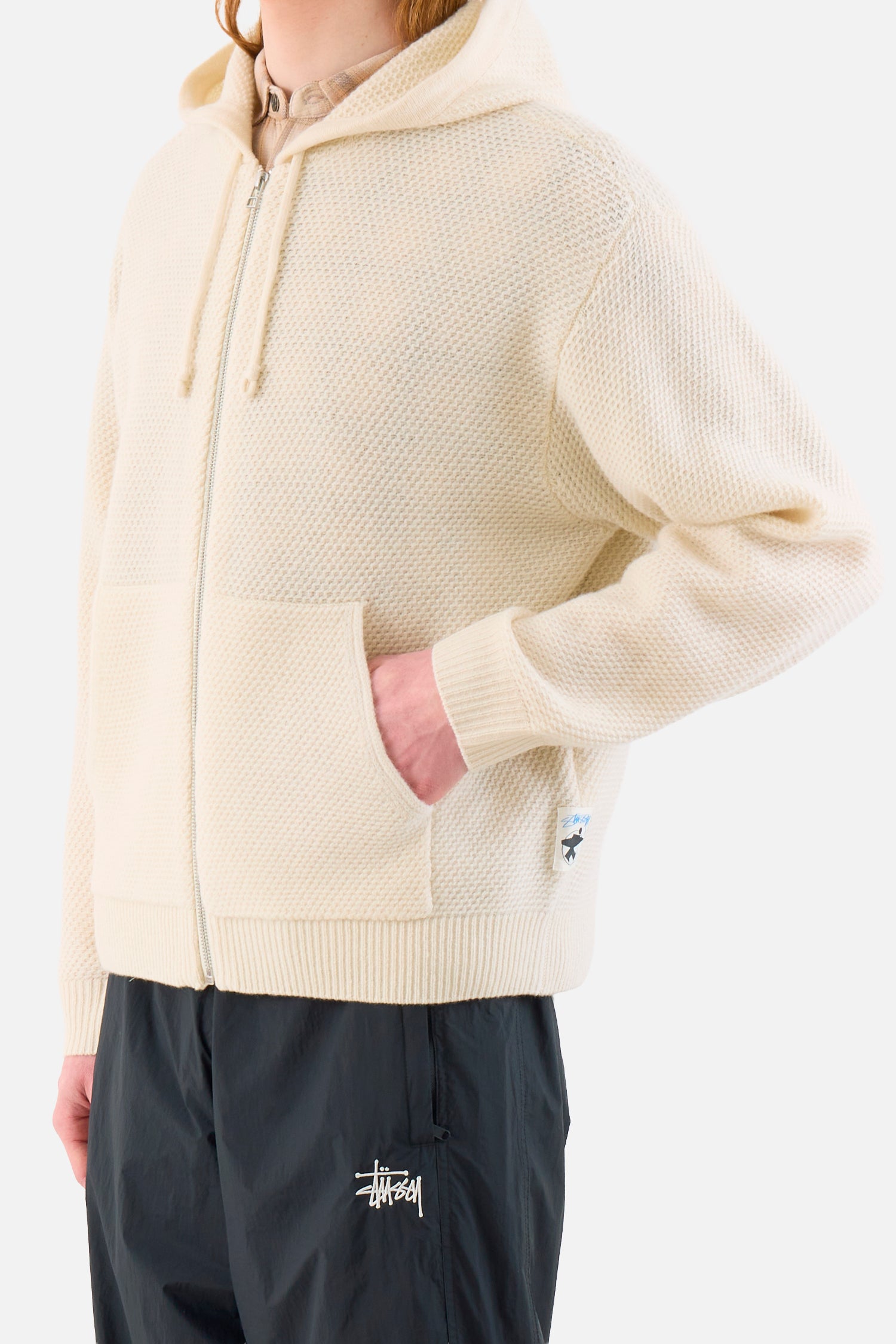 Textured Zip Hooded Sweater