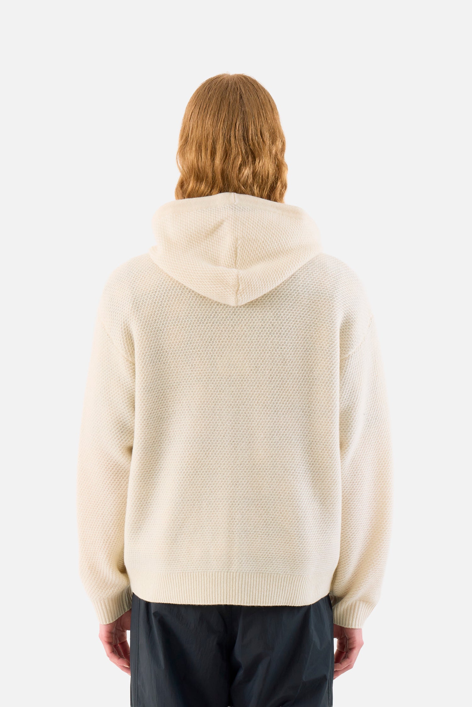 Textured Zip Hooded Sweater