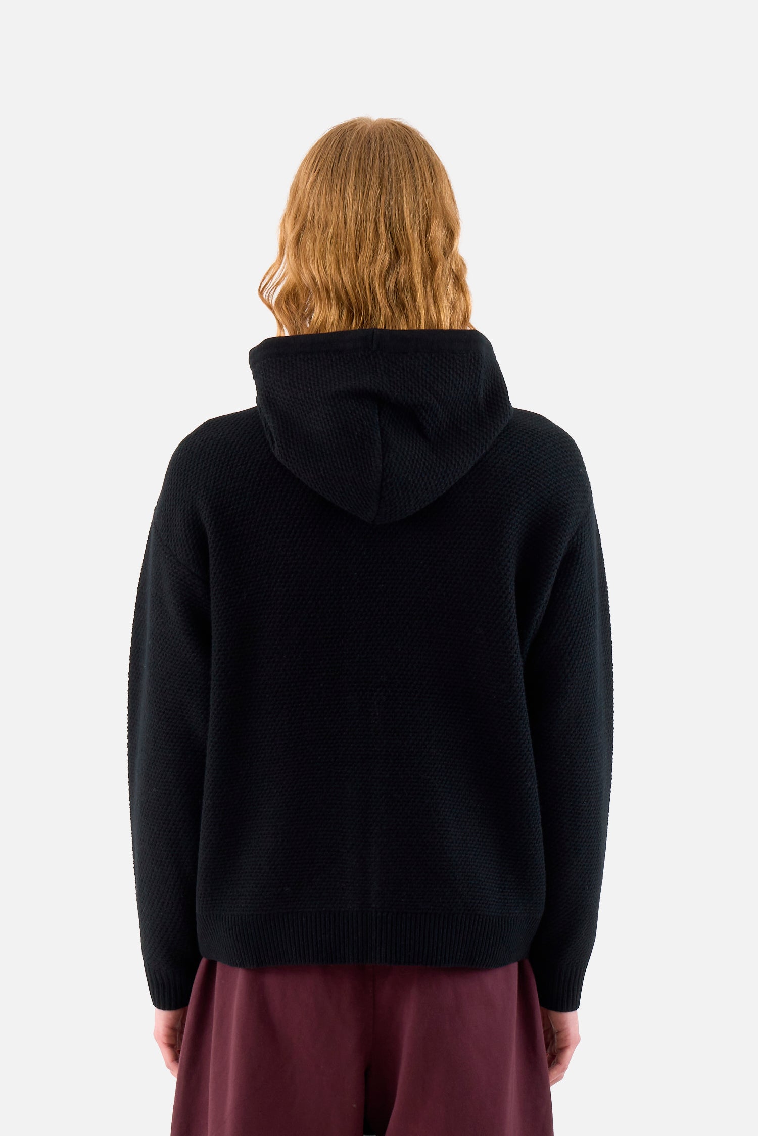 Textured Zip Hooded Sweater