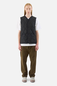 Military Button V Neck Down Vest