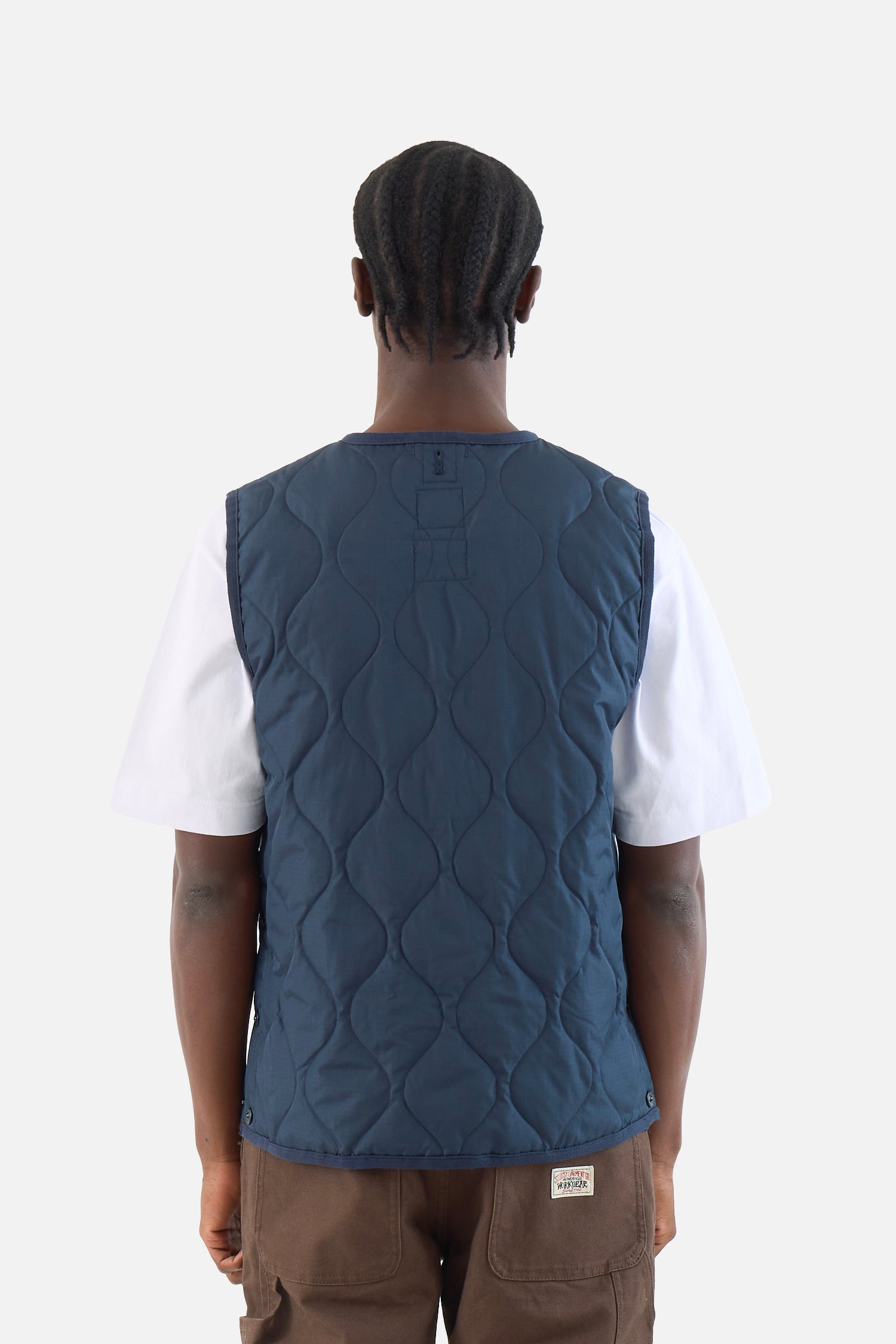 Military Button Crew Neck Down Vest