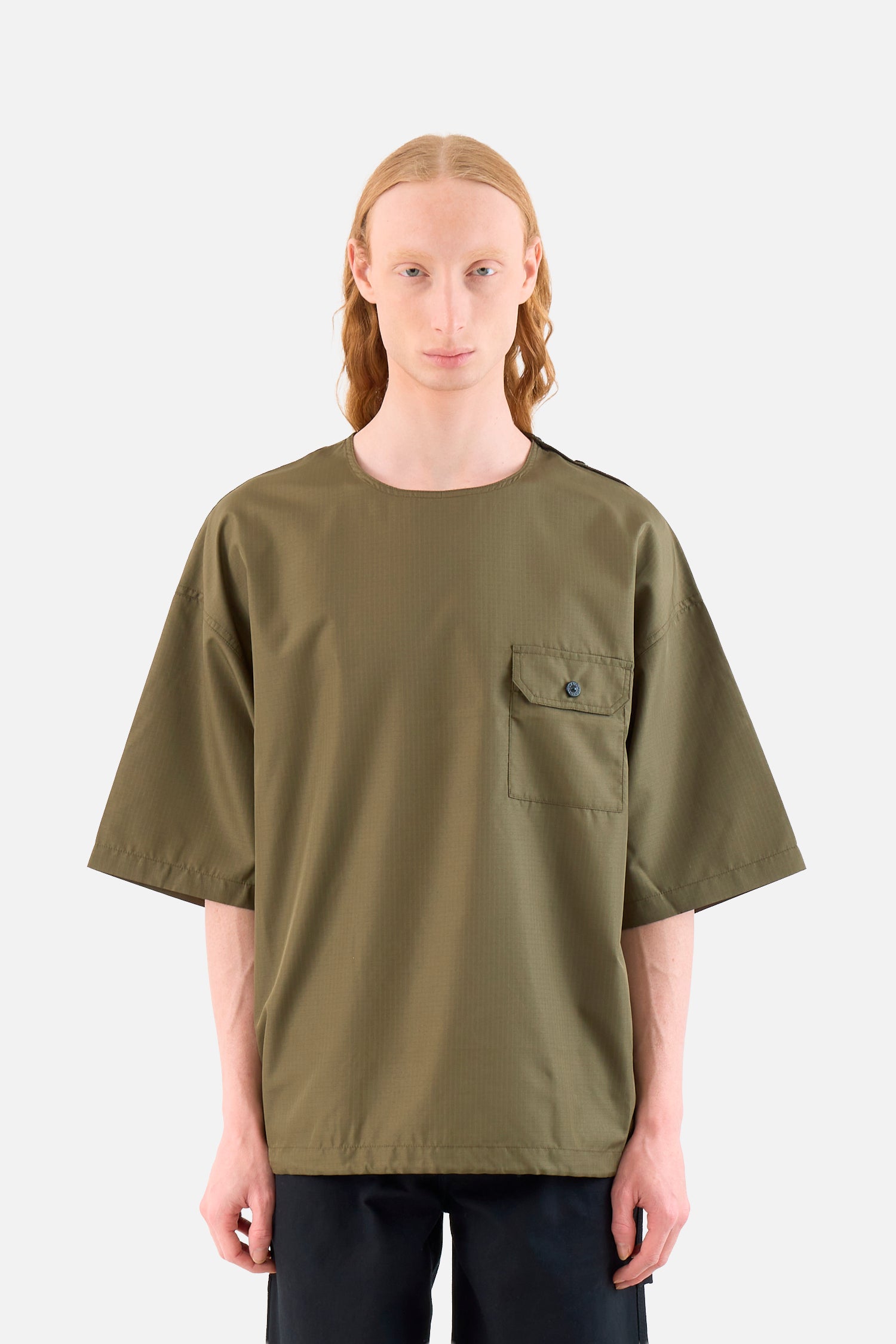 Non-Down Military Half Sleeve Pullover Top