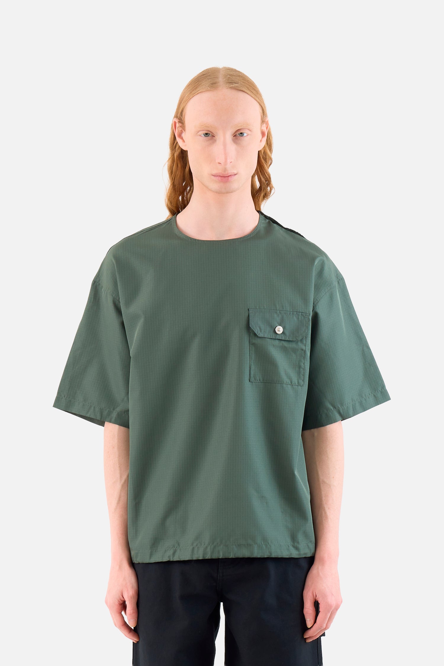 Non-Down Military Half Sleeve Pullover Top