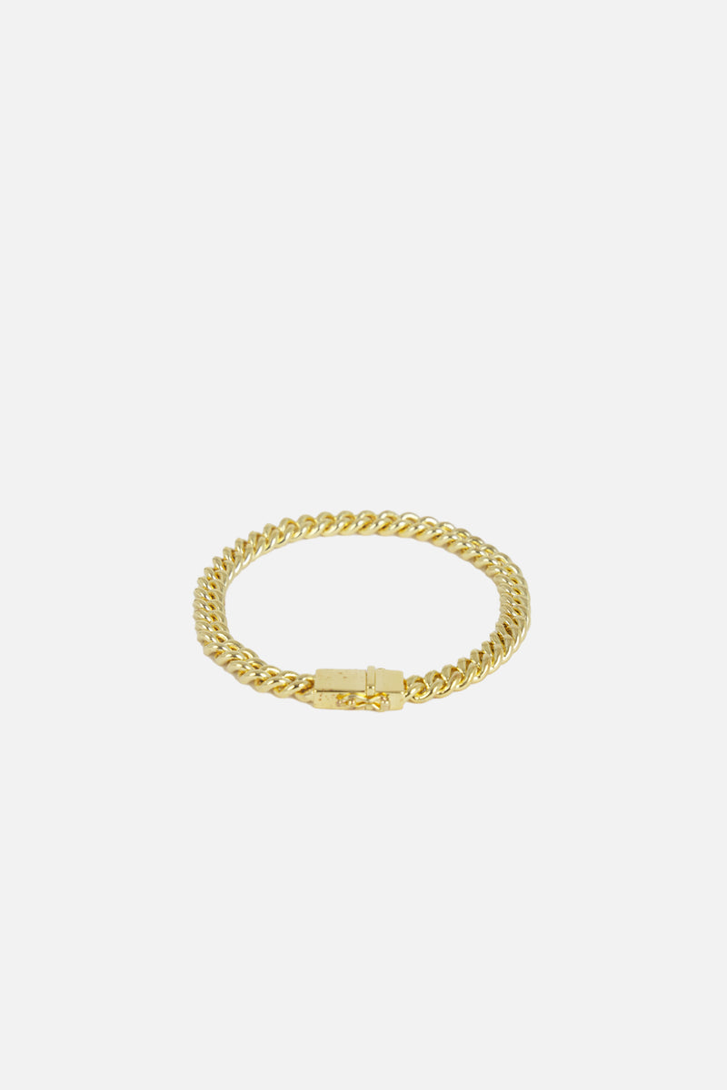Rounded Curb Bracelet Thick Gold