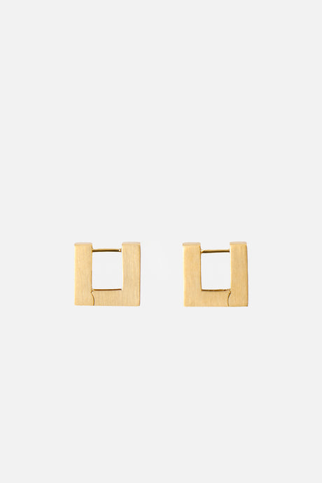 Square Hoops Satin Small Gold